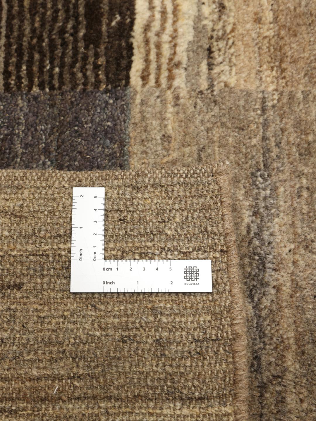 Hand-knotted Gabbeh rug with geometric patterns in multicolour wool from the Middle East
