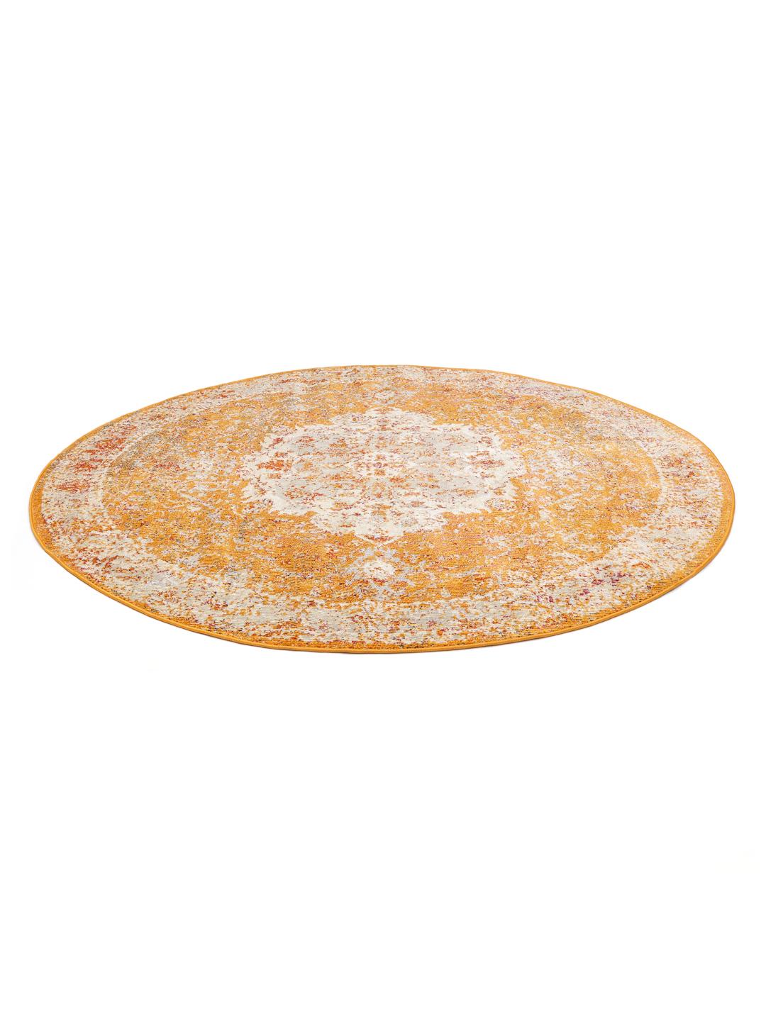 rond oranje vloerkleed