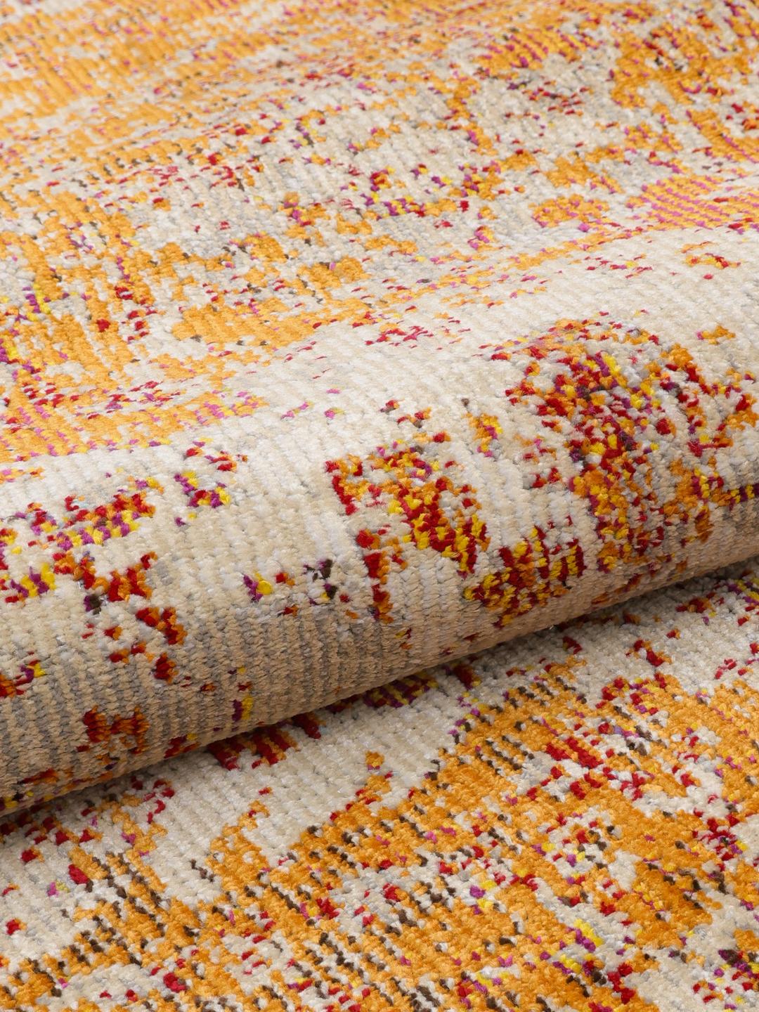 rond oranje vloerkleed
