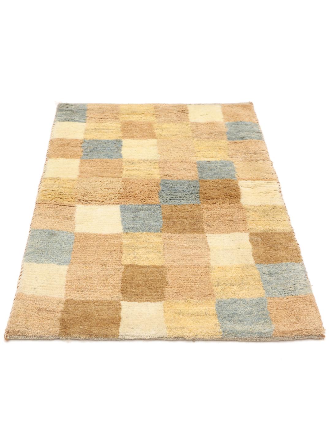Hand-knotted Gabbeh rug with a checkered pattern in multicolor wool from the Middle East