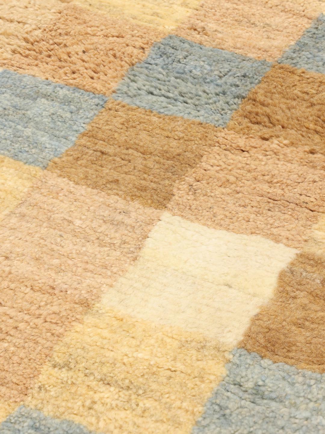Hand-knotted Gabbeh rug with a checkered pattern in multicolor wool from the Middle East