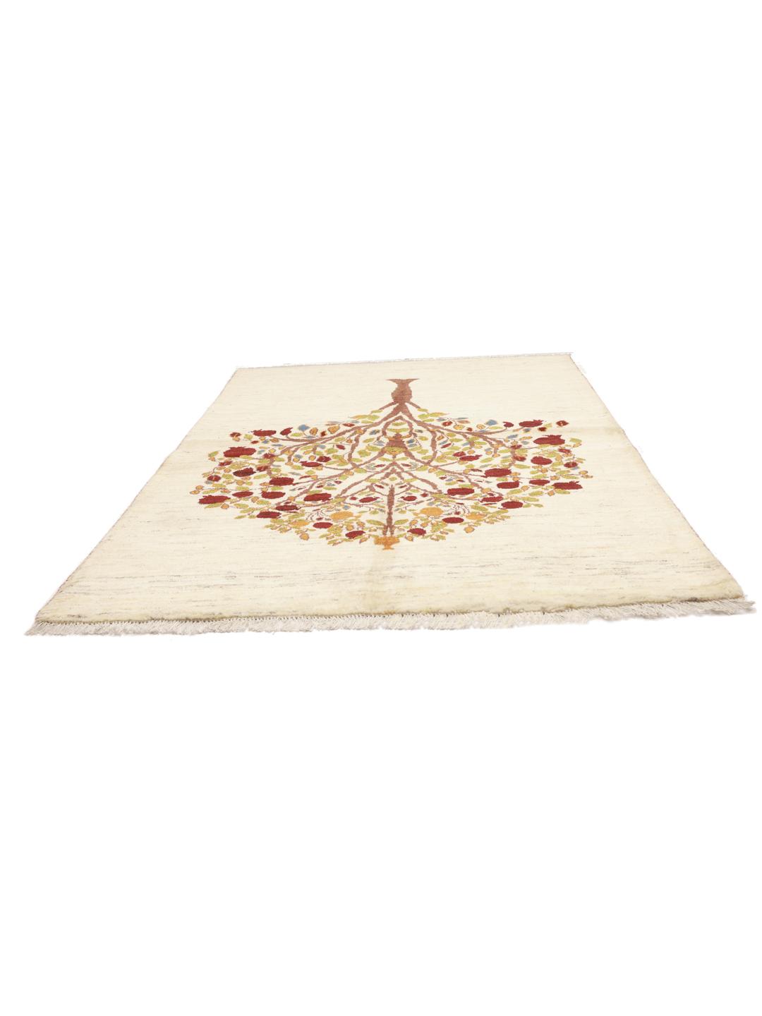 Handgeknoopt Loribaft-tapijt uit het Midden-Oosten met een levensboommotief in beige