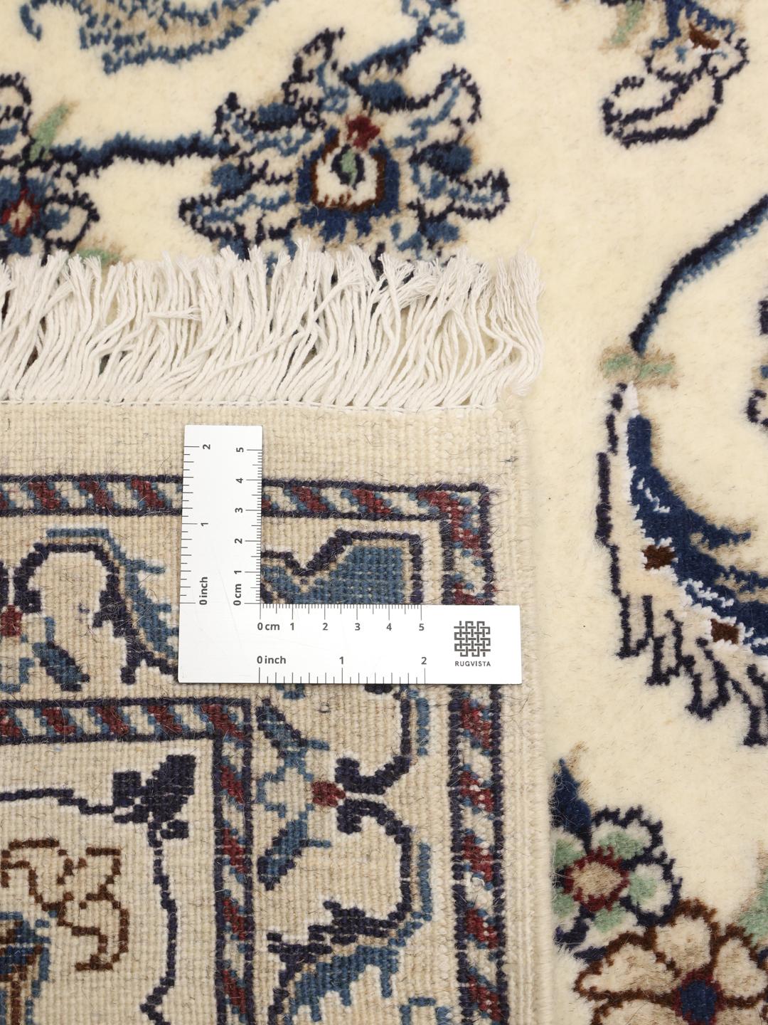 Hand-knotted Nain rug from the Middle East in beige and blue