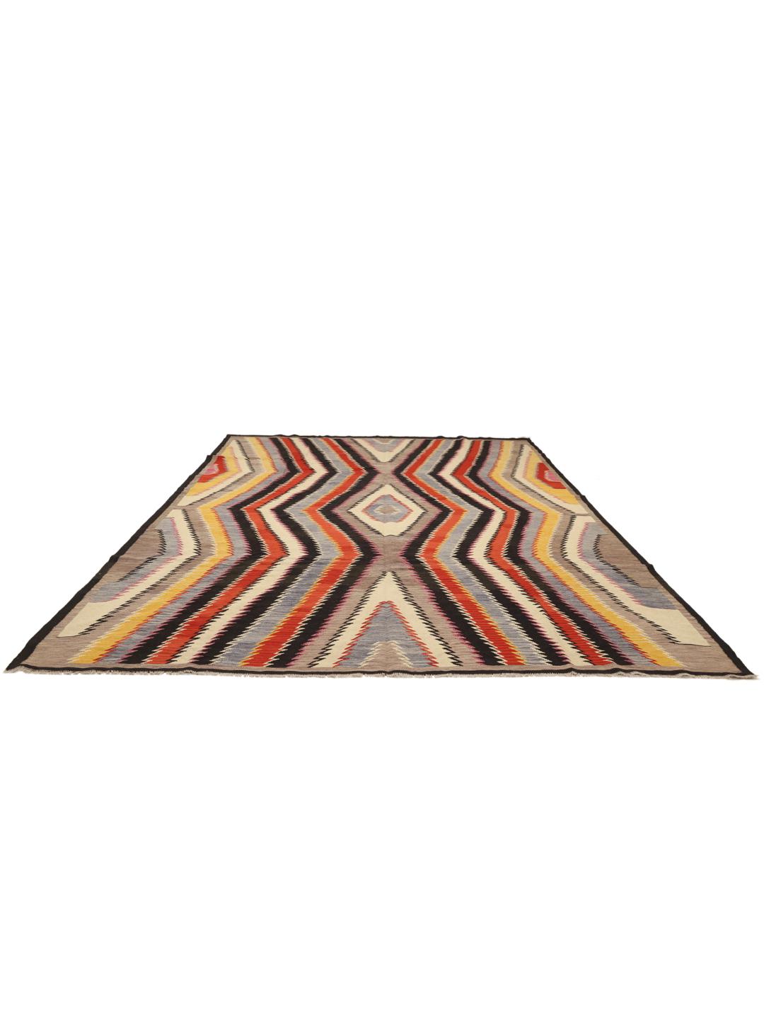 Ręcznie tkany afgański dywan Kilim Modern z żywym wzorem w zygzaki w wielu kolorach