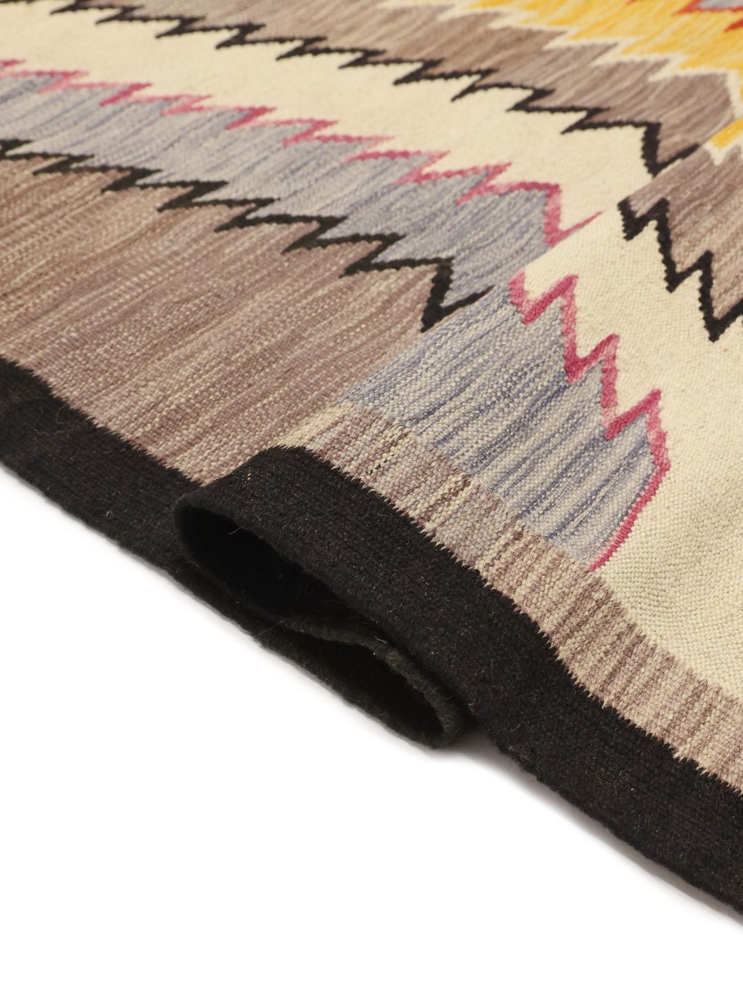 Ręcznie tkany afgański dywan Kilim Modern z żywym wzorem w zygzaki w wielu kolorach