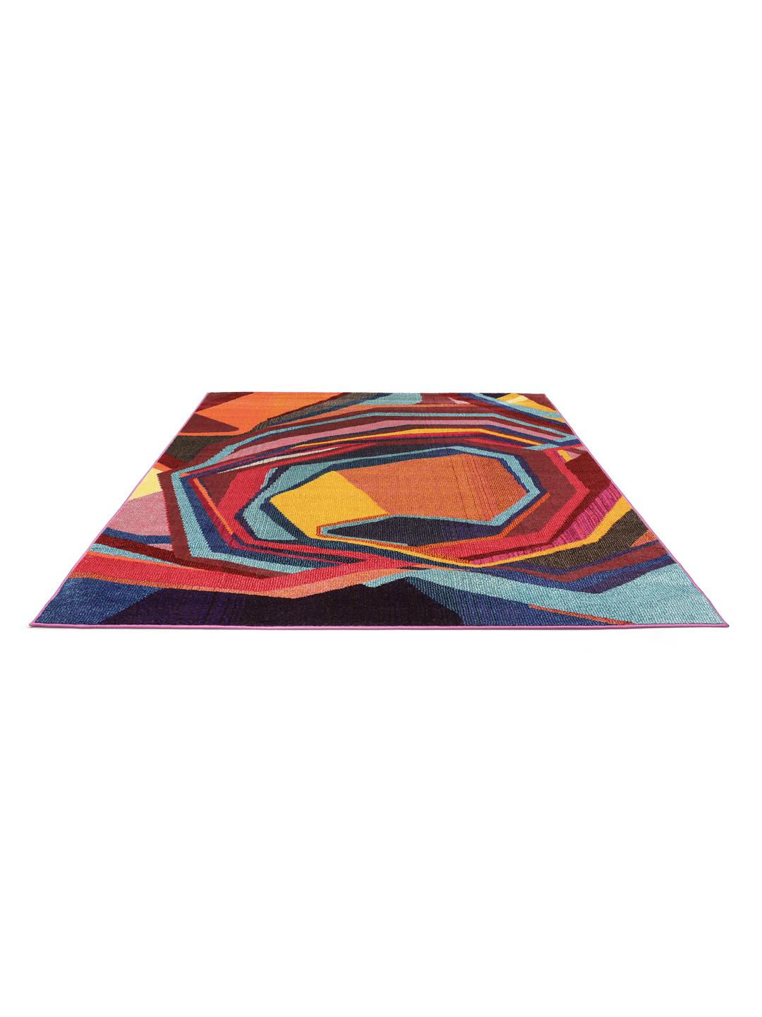 Multicolor vloerkleed met geometrisch patroon