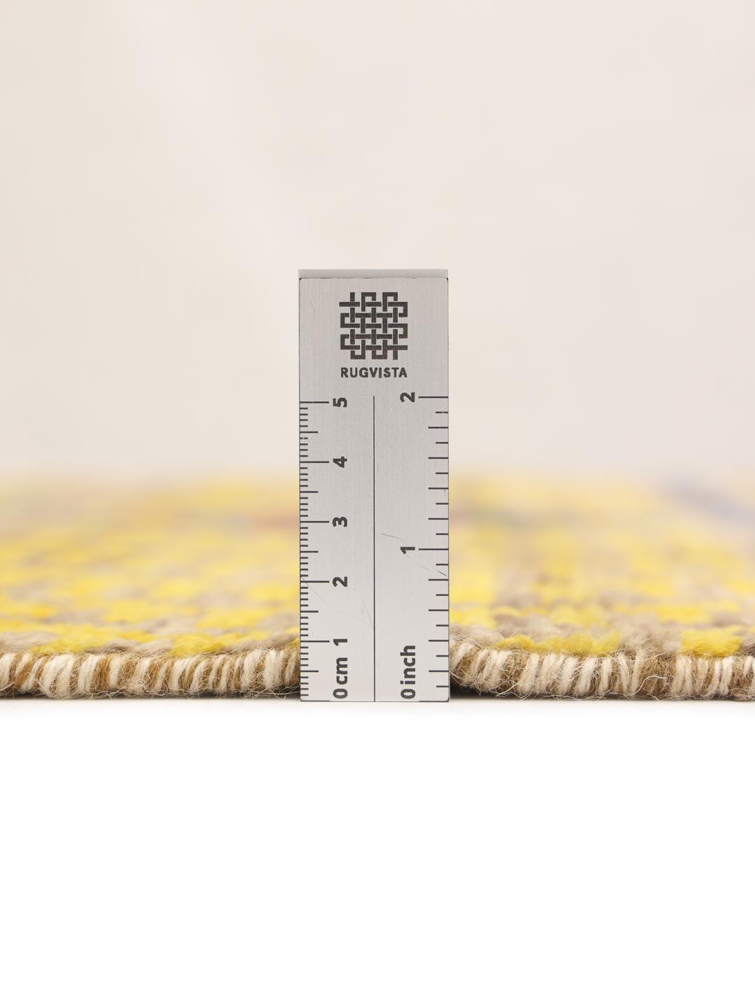 Handgeknoopt Afghaans kleed met levendige geometrische patronen in meerkleurige wol