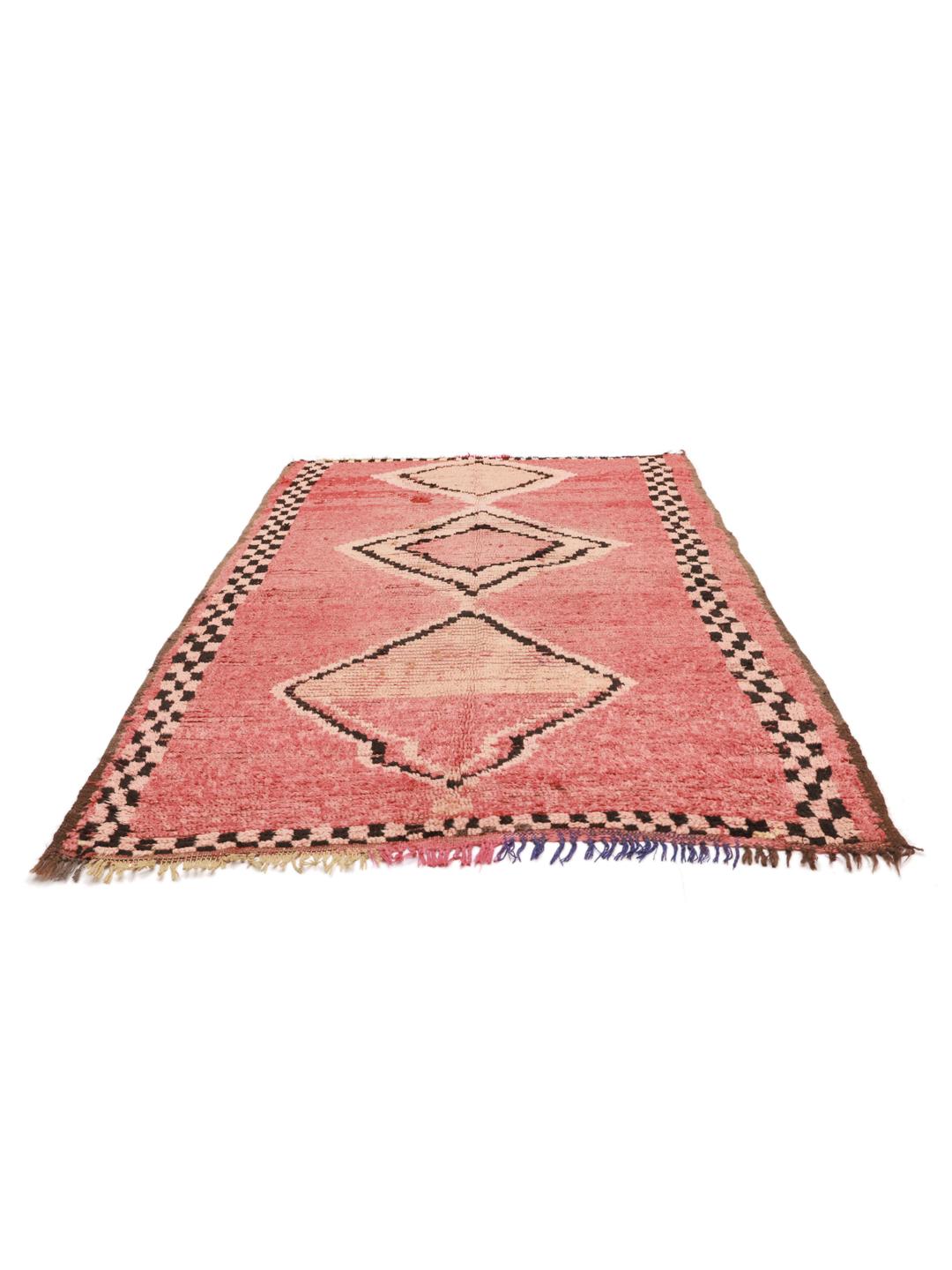 Vintage handgefertigter Berber Marokkanisch Teppich mit rotem Grund und geometrischen Motiven