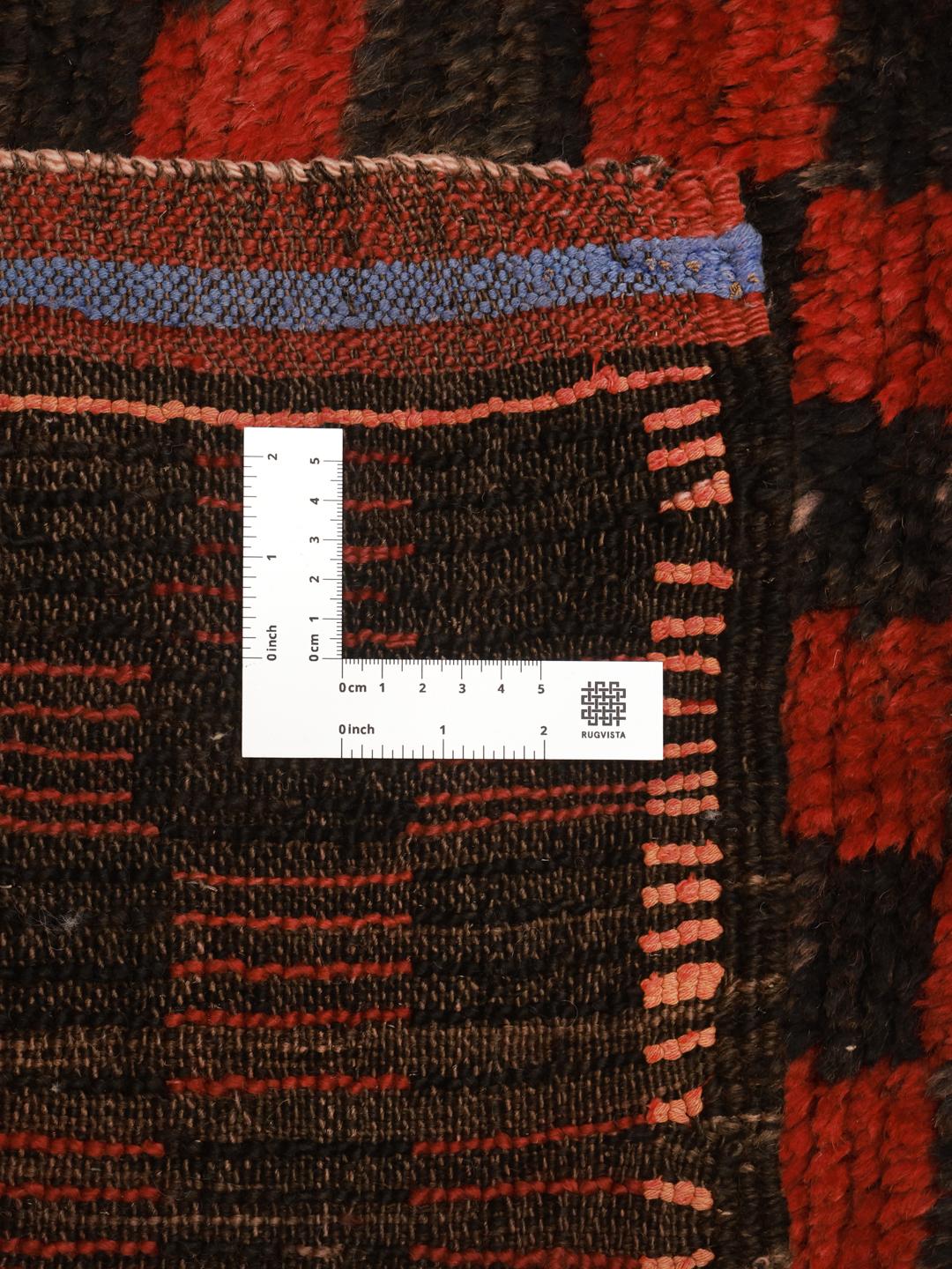 Vintage Marokkaans Berber tapijt met een rood en zwart schaakbordpatroon