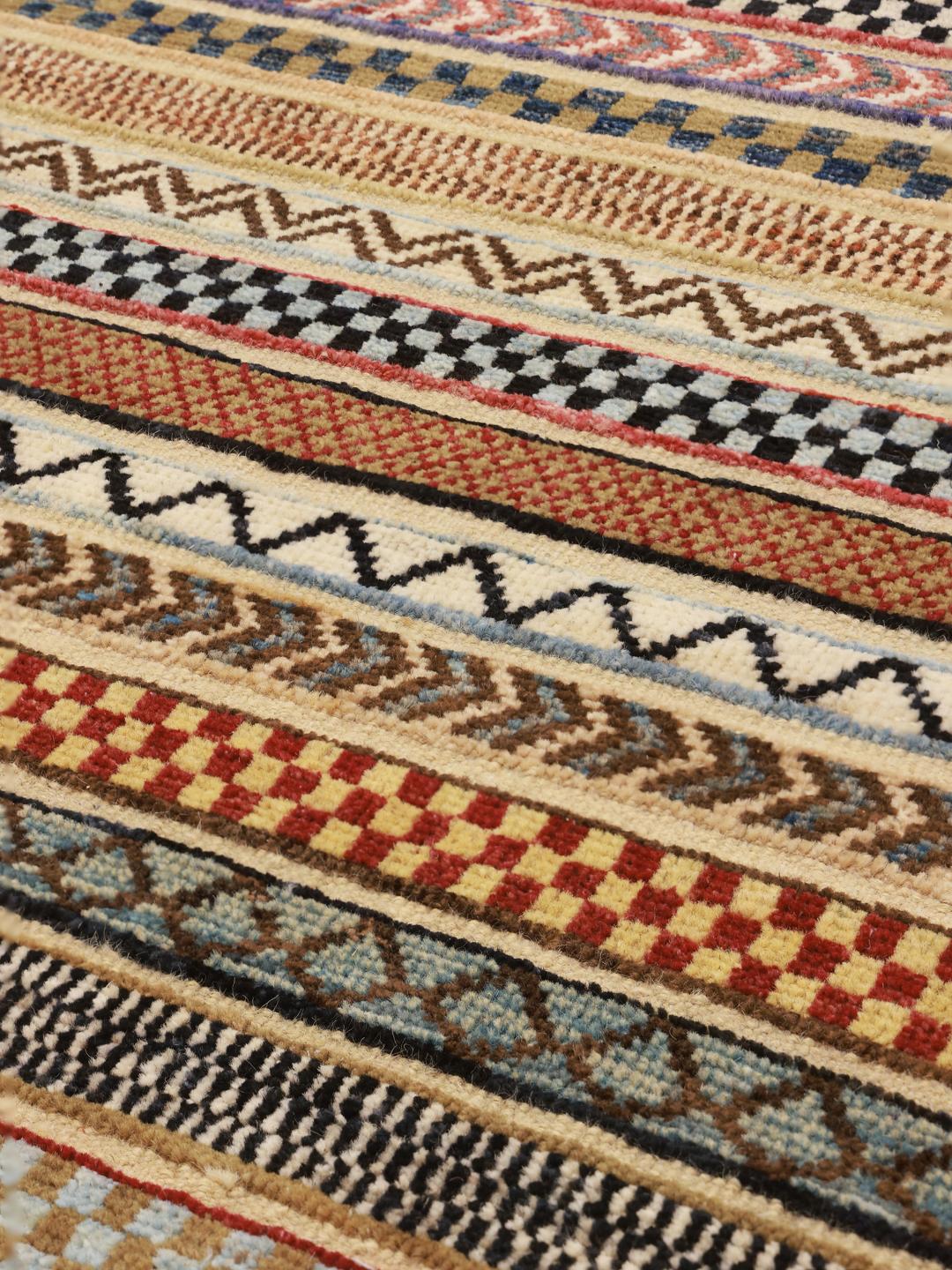 Håndknyttet Gabbeh Modern tæppe fra Afghanistan i brune og flerfarvede toner