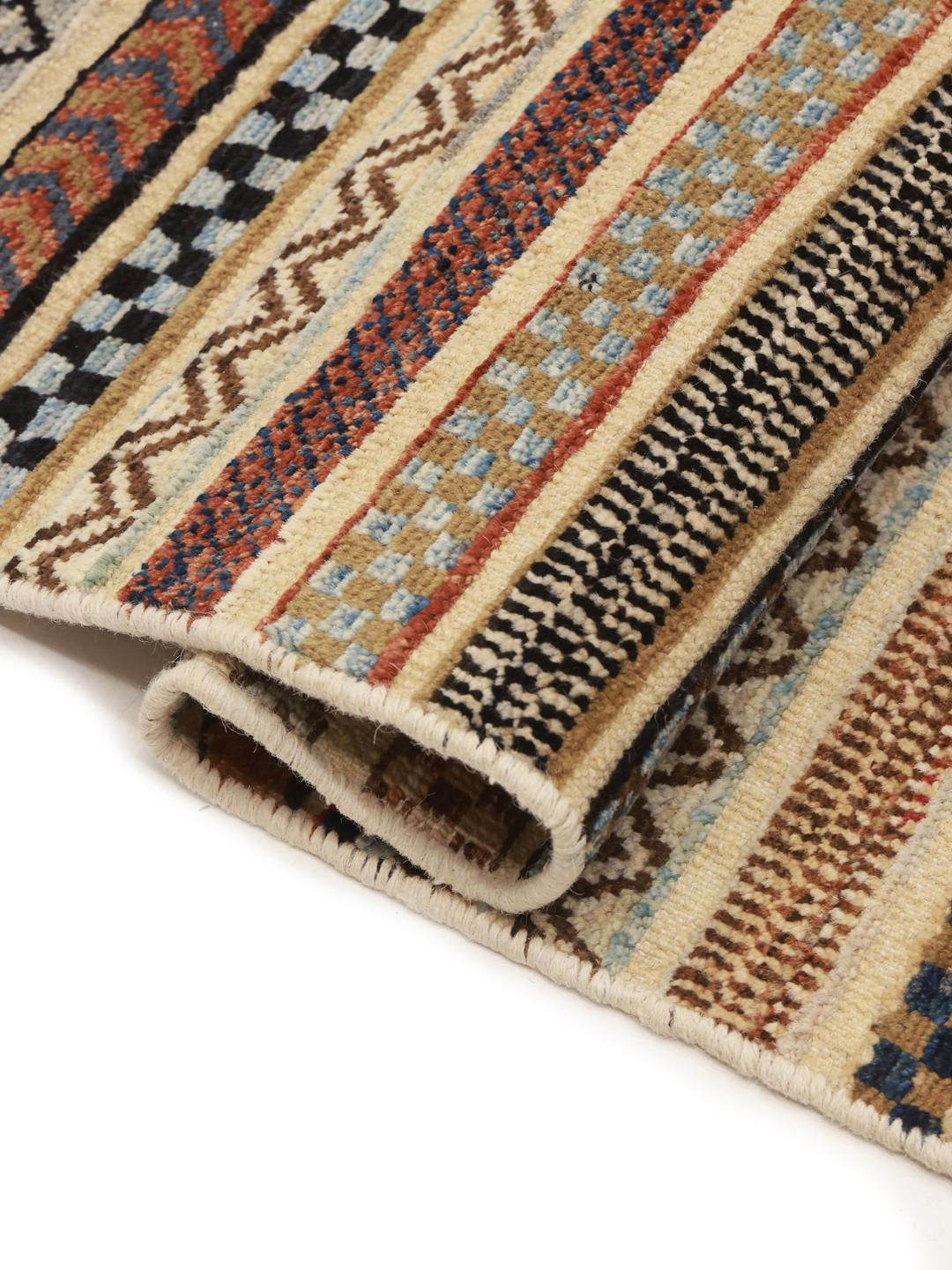 Håndknyttet Gabbeh Modern tæppe fra Afghanistan i brune og flerfarvede toner