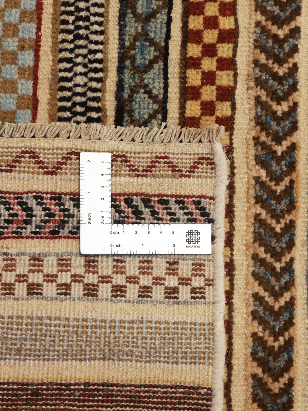 Håndknyttet Gabbeh Modern tæppe fra Afghanistan i brune og flerfarvede toner