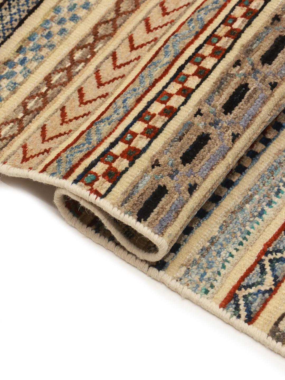 Handgeknoopt Gabbeh Modern tapijt uit Afghanistan met levendige meerkleurige gestreepte patronen