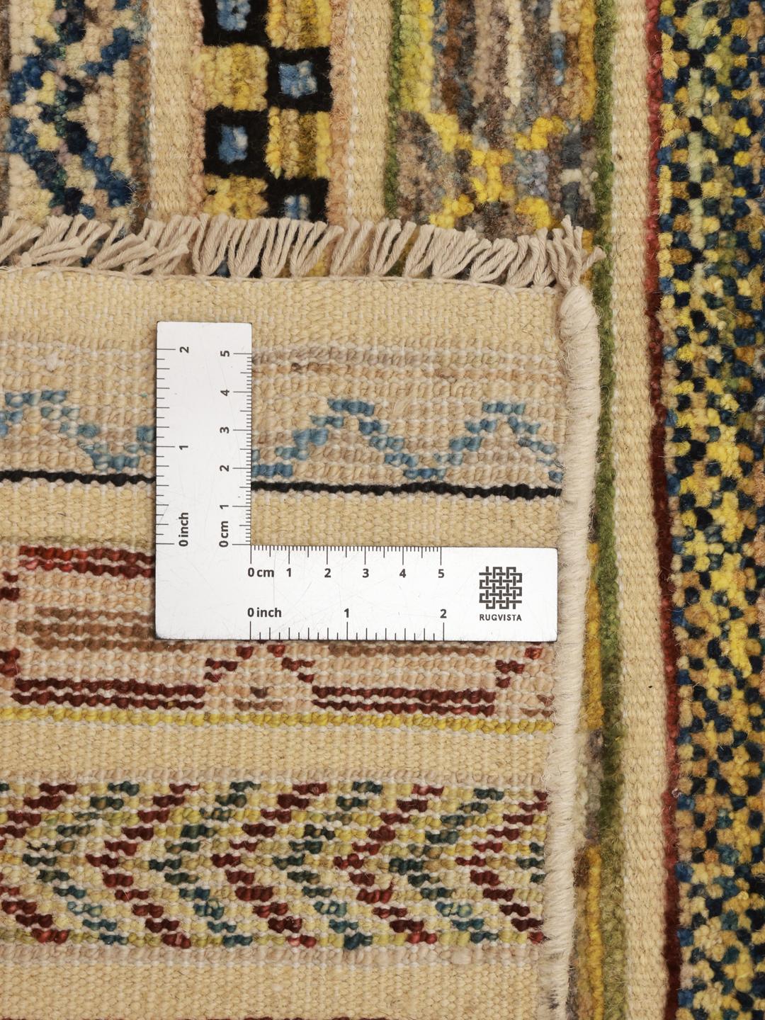 Handgeknoopt Gabbeh Modern tapijt uit Afghanistan met levendige meerkleurige gestreepte patronen
