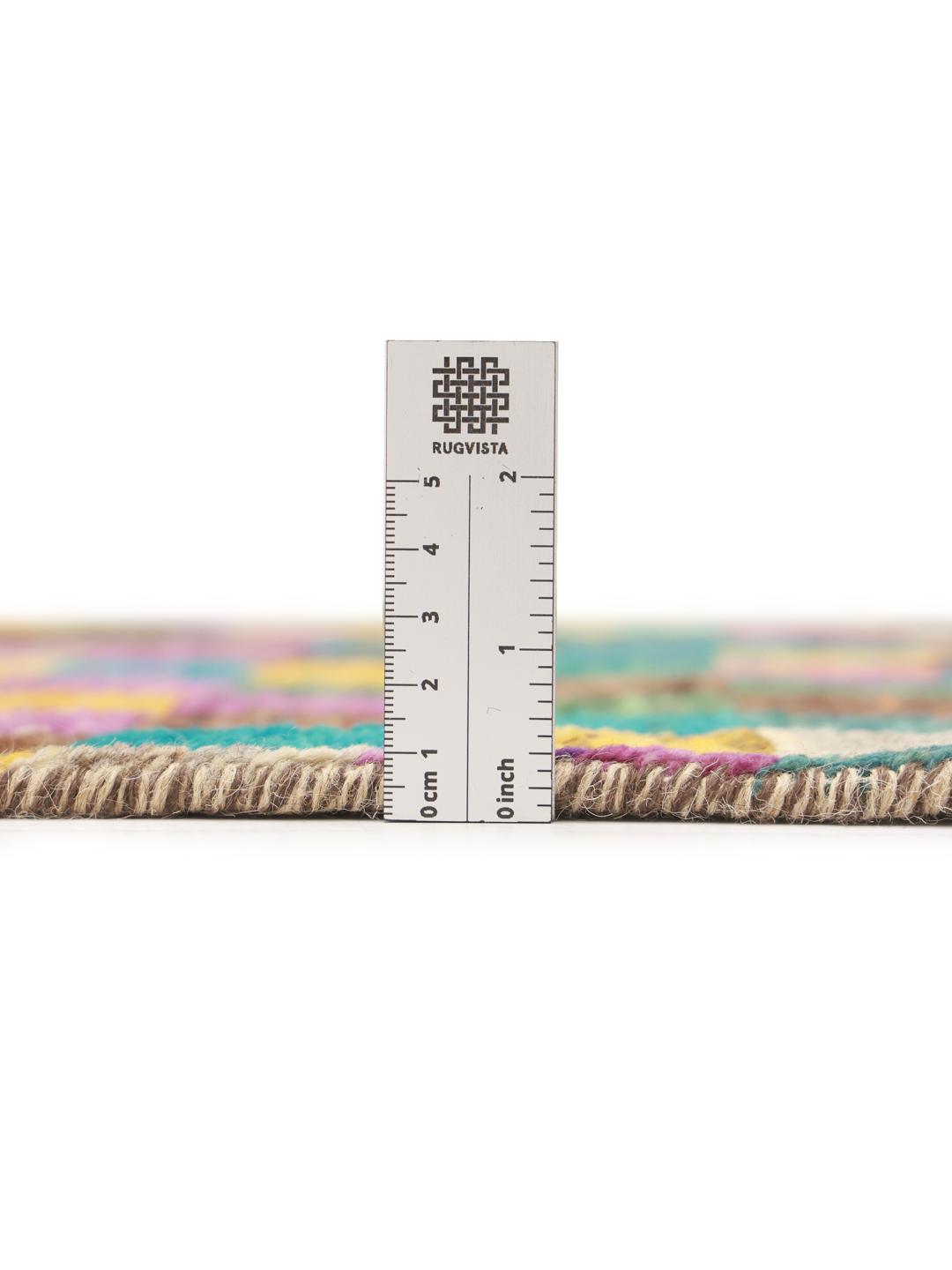 Hand-knotted Middle Eastern runner with a vibrant, multicoloured checkered pattern.