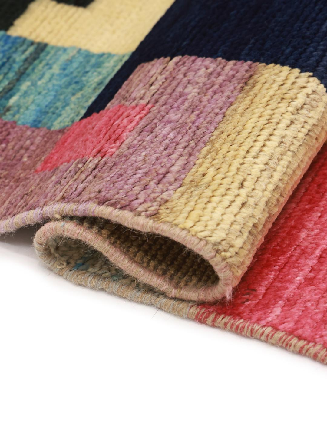 Håndknyttet Berber-tæppe fra Afghanistan med et farverigt abstrakt design