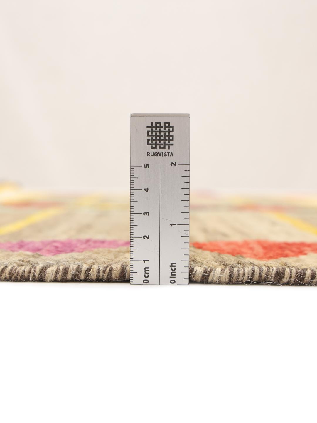 Hand-knotted Berber rug from Afghanistan with colourful geometric patterns in a multicolour Wool pile