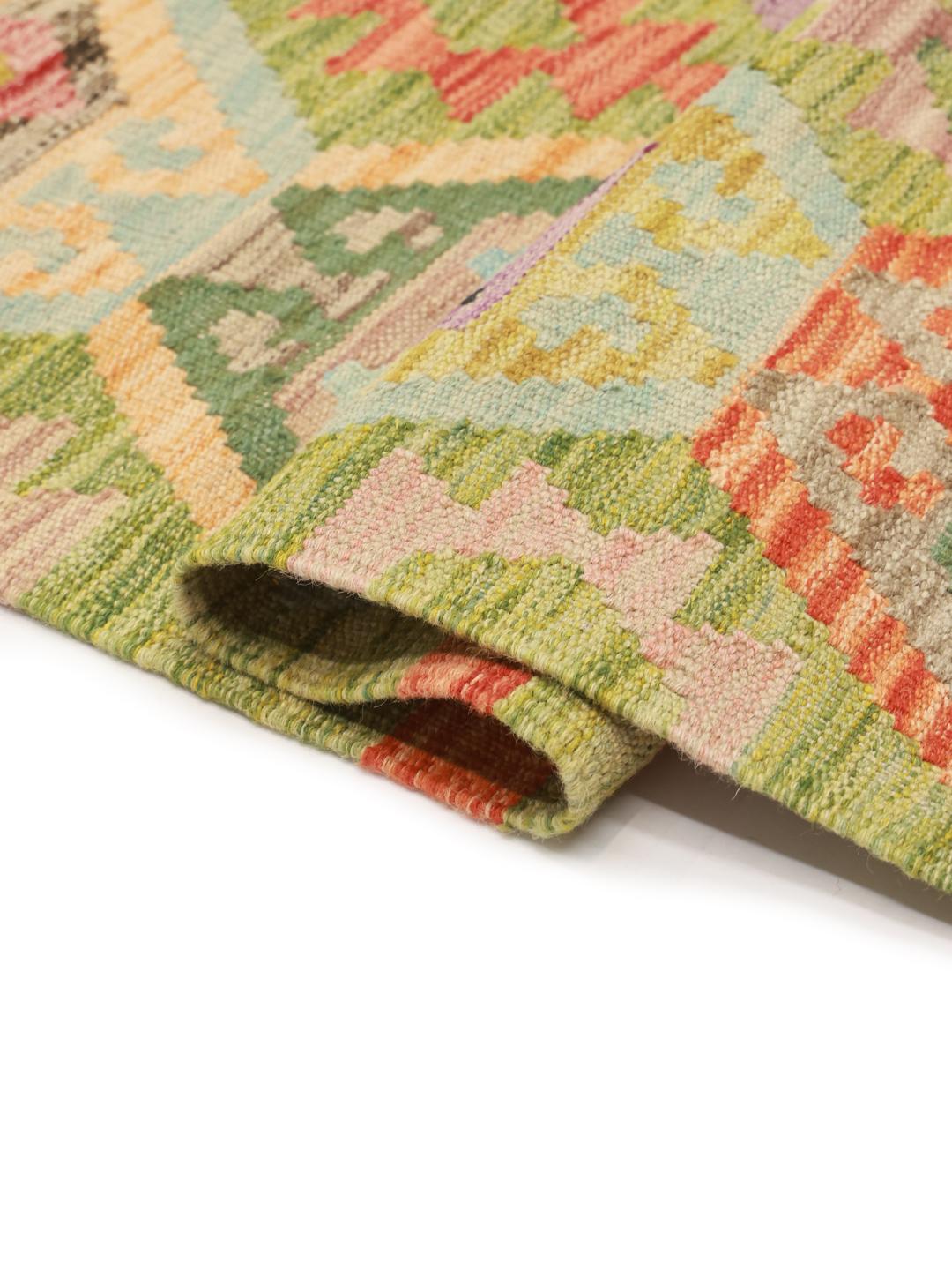 Handgeweven Afghan Kelim kleed met een kleurrijk geometrisch patroon