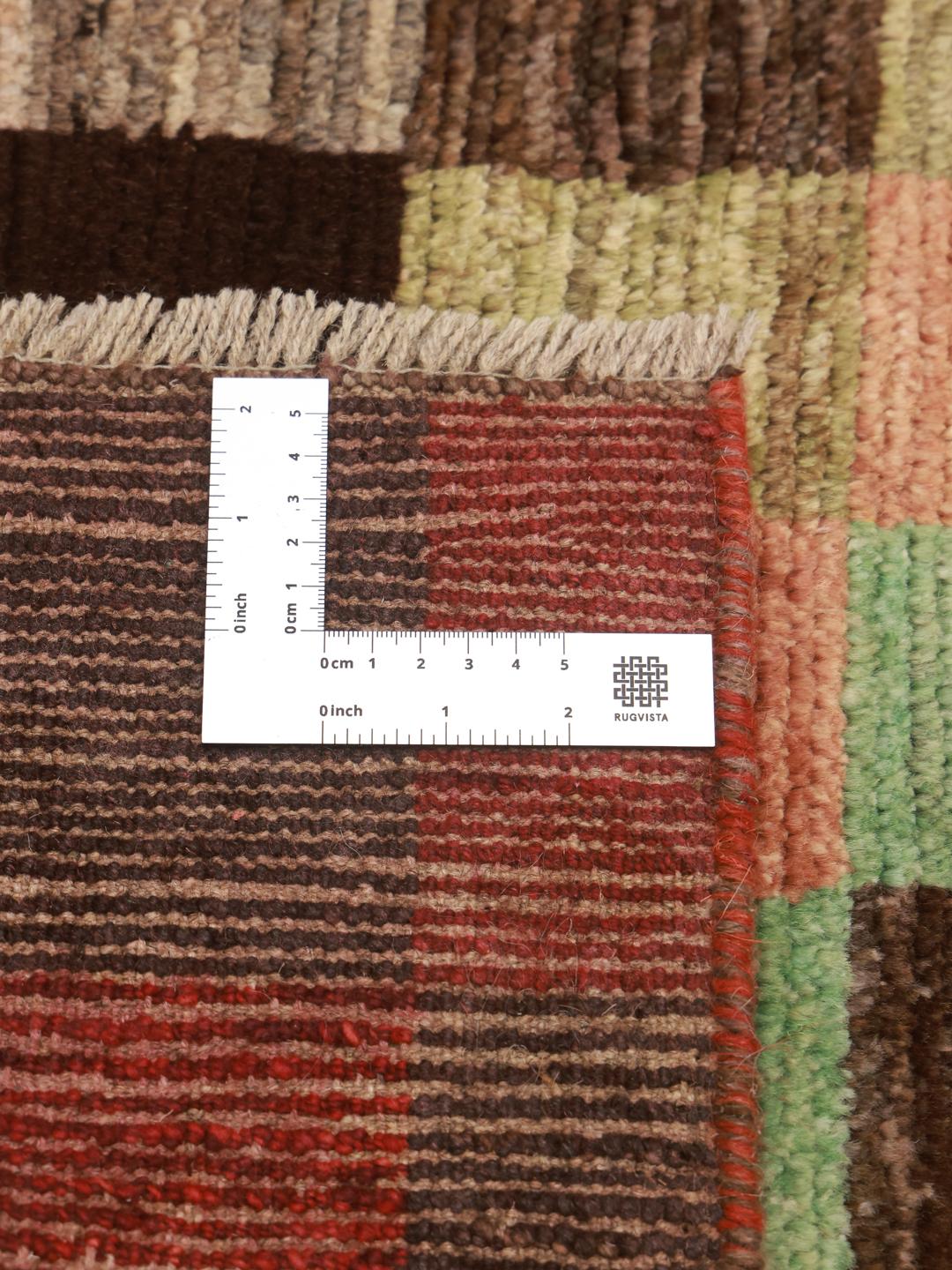 Hand-knotted Middle Eastern runner with a colourful checkered pattern