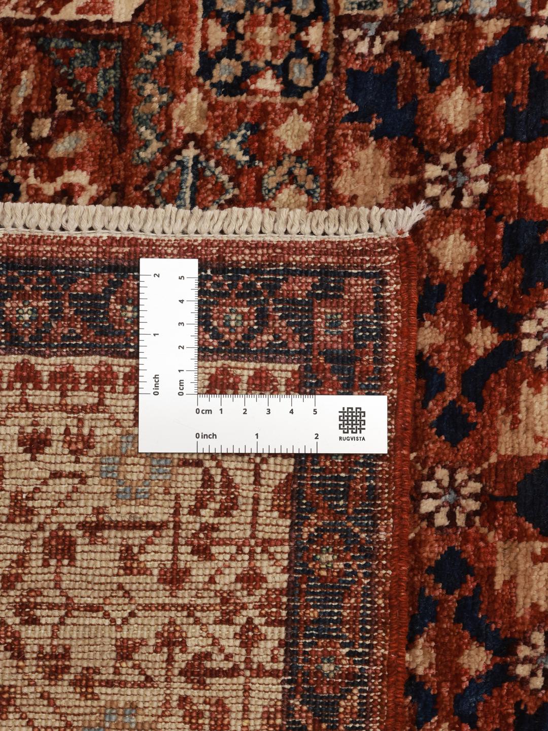 Handgeknoopt Mamluk-tapijt uit Afghanistan in rode en blauwe tinten