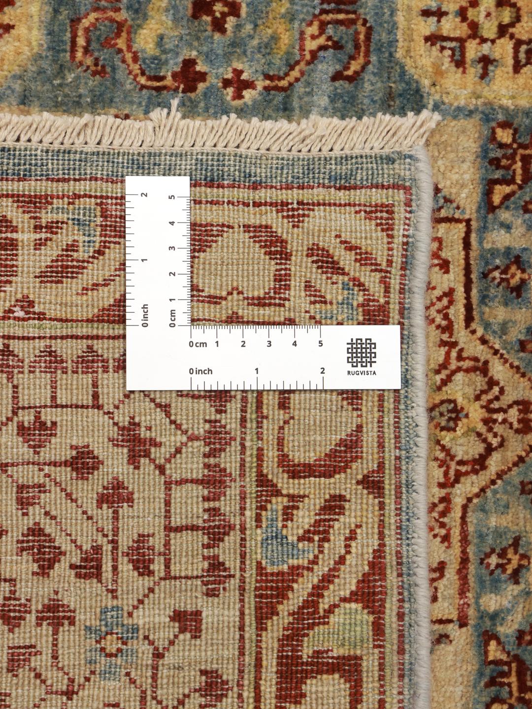 Handgeknoopt Mamluk-tapijt uit Afghanistan in lichtblauwe en rode tinten