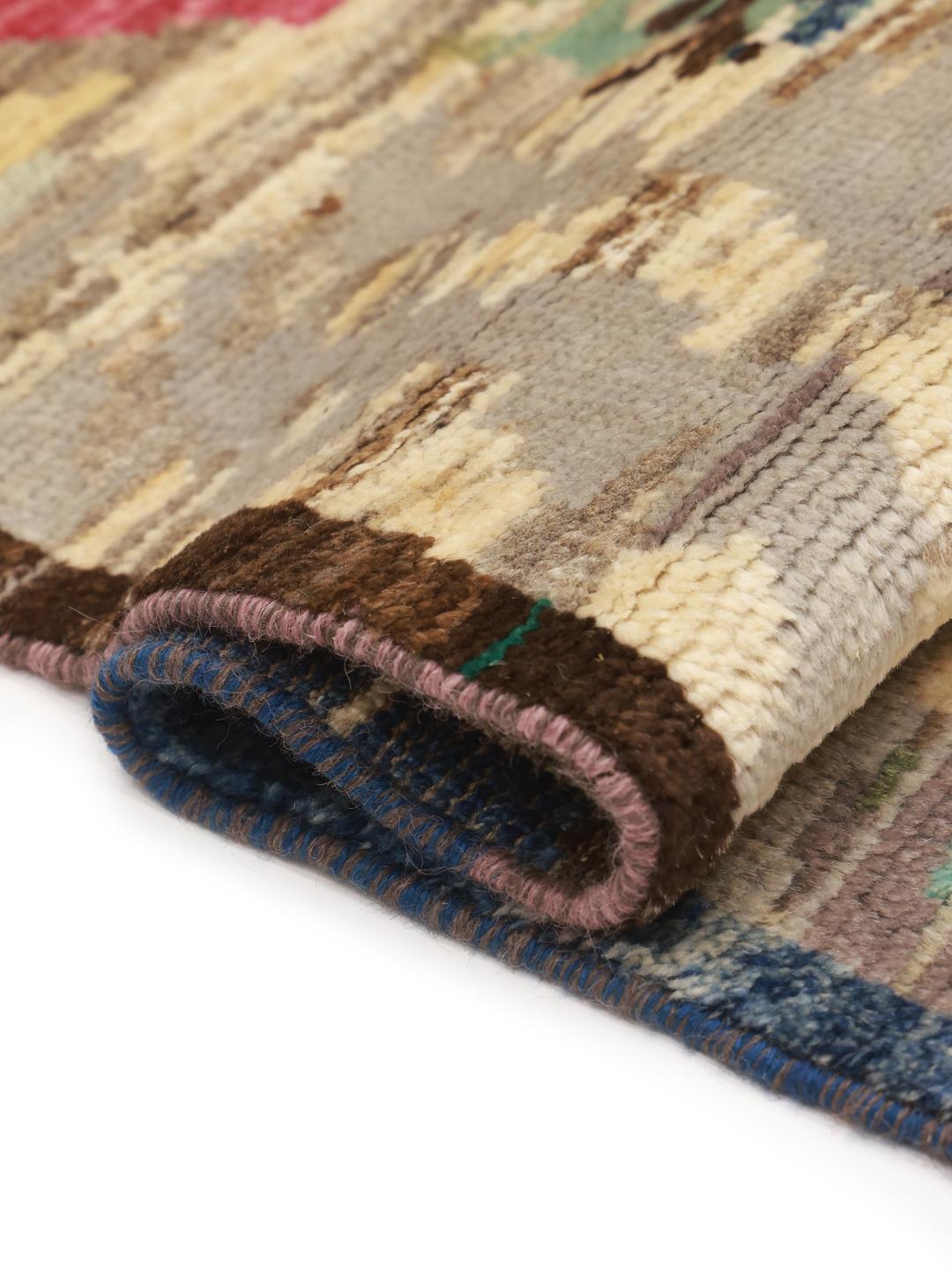 Hand-knotted Afghan Berber rug with a vibrant multicolor artistic pattern