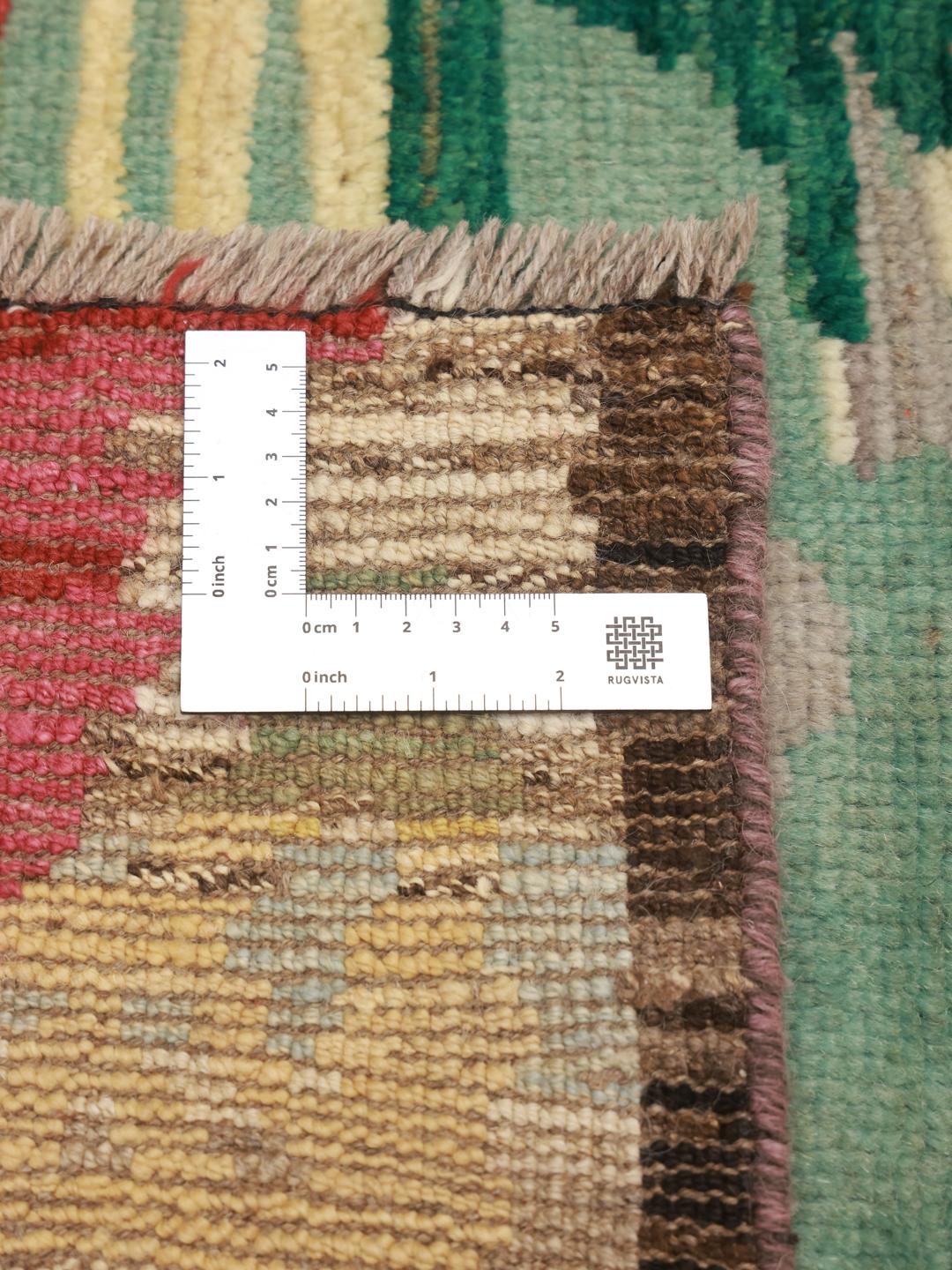 Hand-knotted Afghan Berber rug with a vibrant multicolor artistic pattern