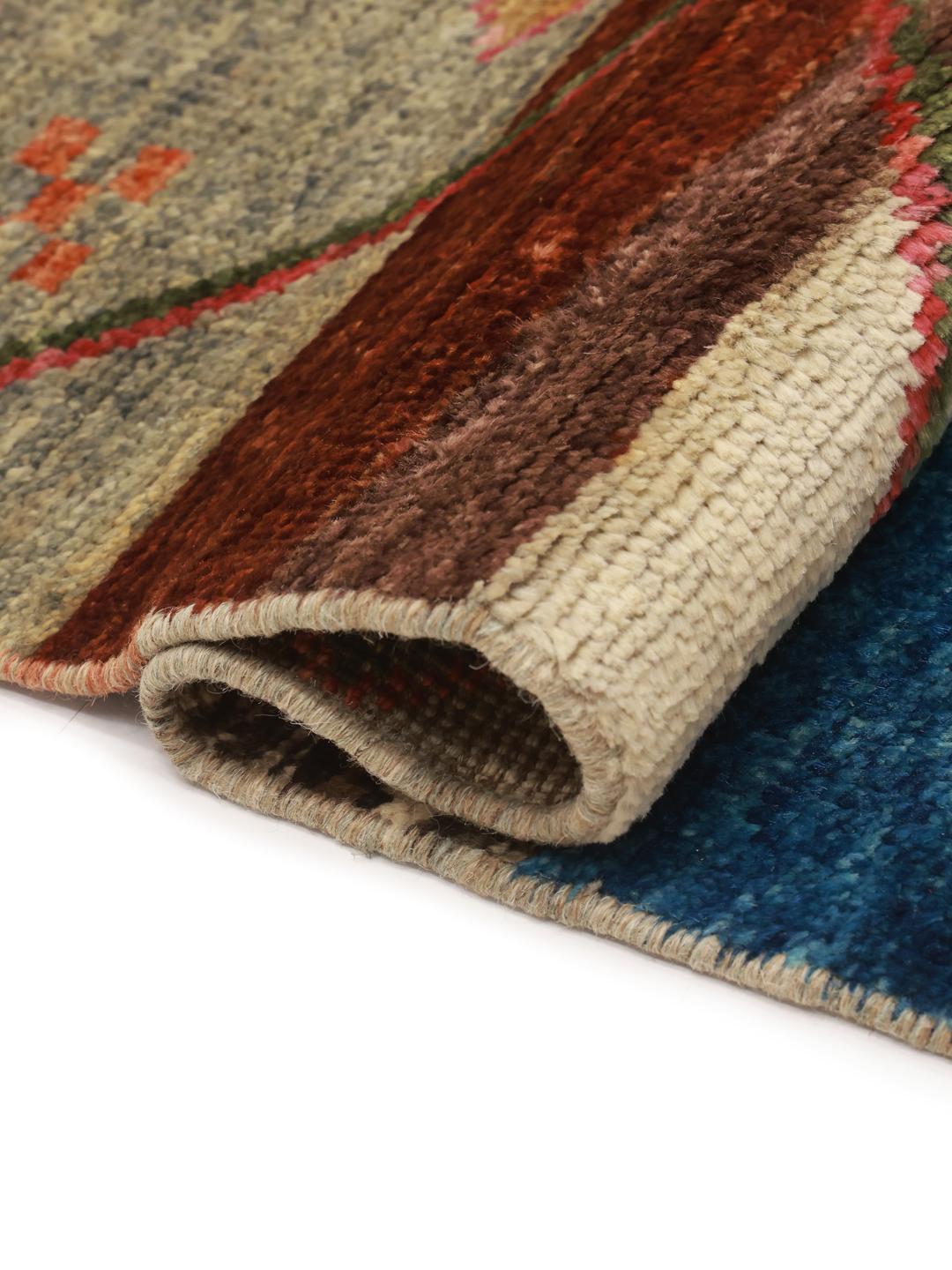Handgeknoopt Afghaans Berber-tapijt met geometrische ruitpatronen in veelkleurige wol