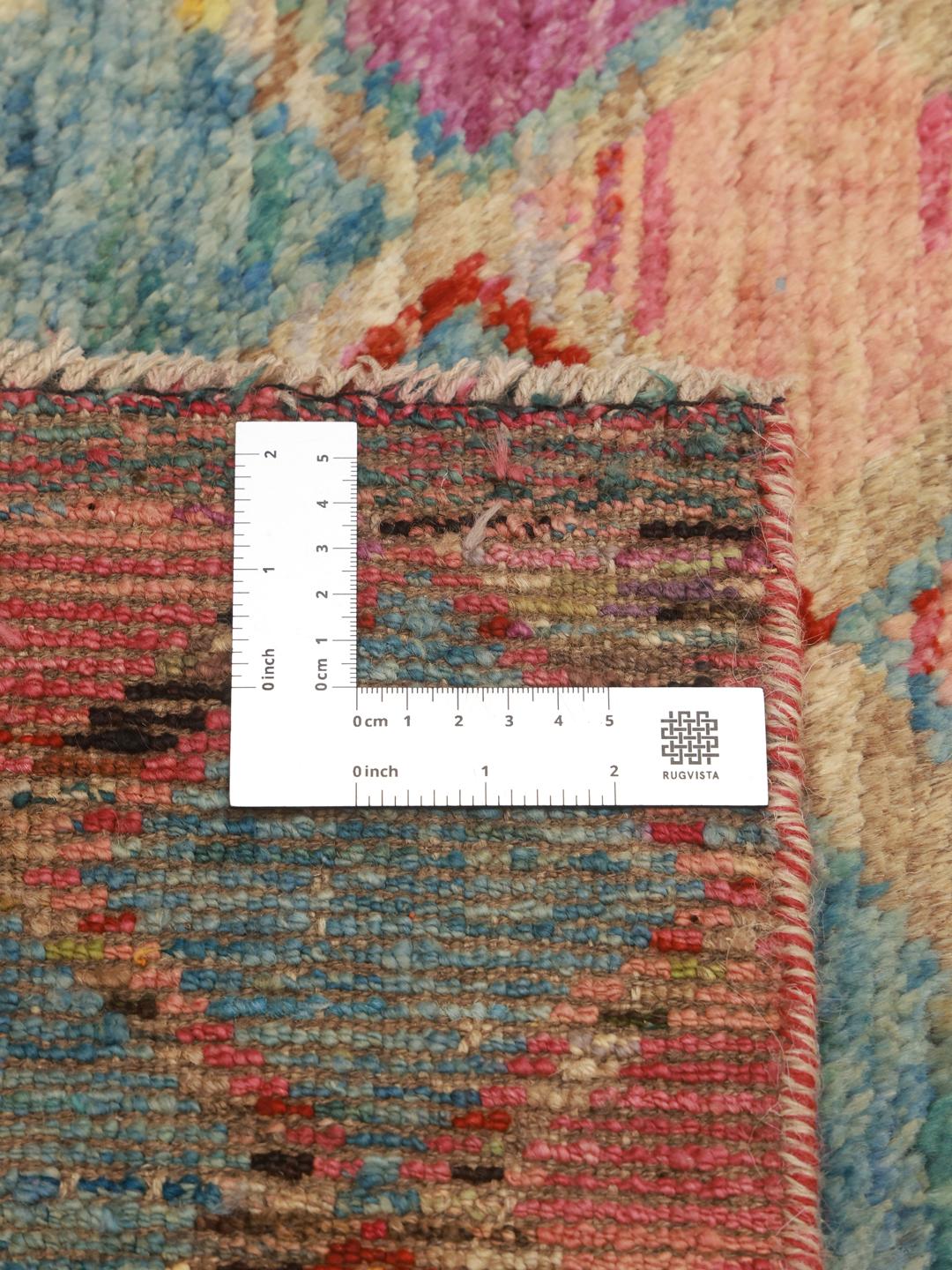 Hand-knotted Middle Eastern runner with a vibrant multicolor diamond pattern
