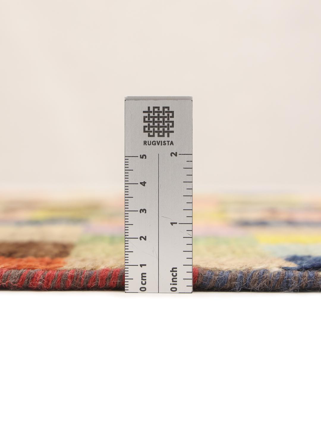 Hand-knotted colourful runner with geometric patterns from Afghanistan