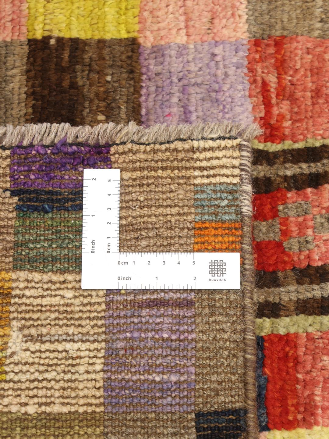 Hand-knotted colourful runner with geometric patterns from Afghanistan