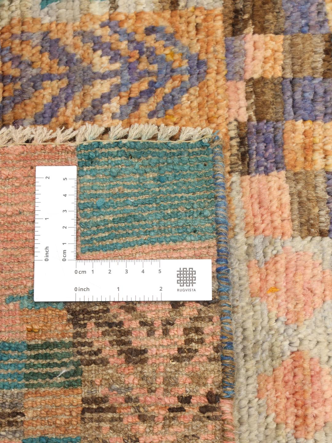 Håndknyttet flerfarvet Berber-tæppe fra Mellemøsten med geometrisk patchwork-design