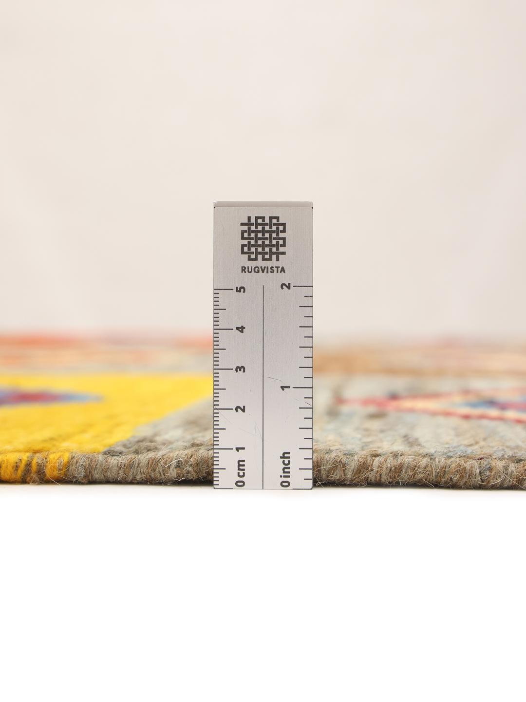 Hand-knotted colourful geometric Wool rug from the Middle East