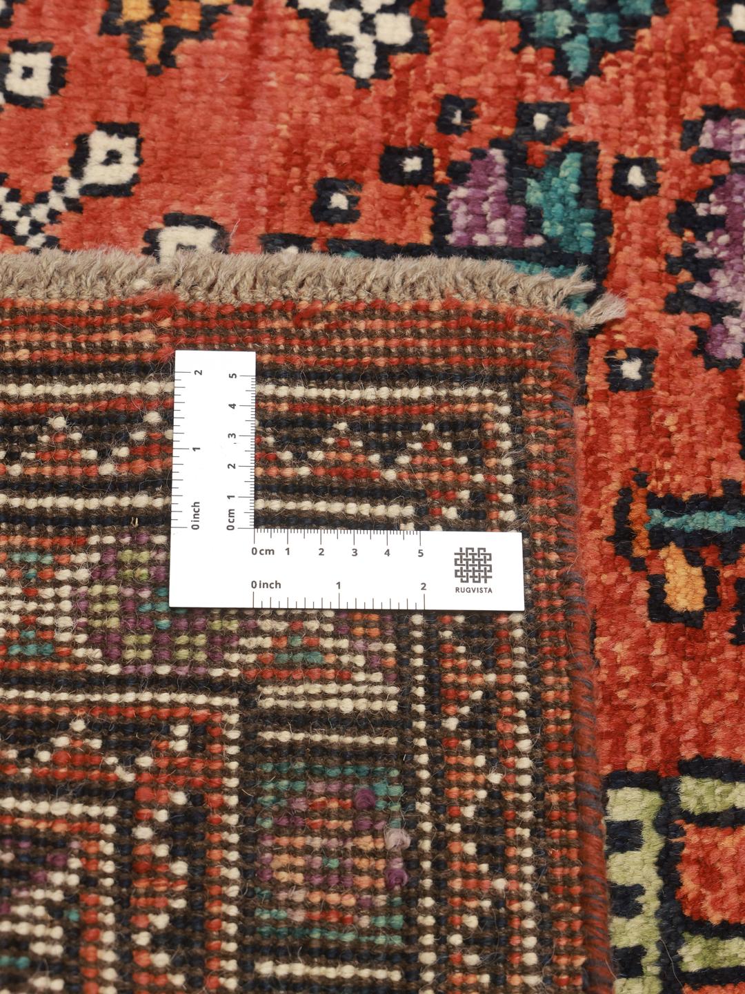 Handgeknüpfter afghanischer Kazak-Teppich mit rot-schwarzen geometrischen Mustern