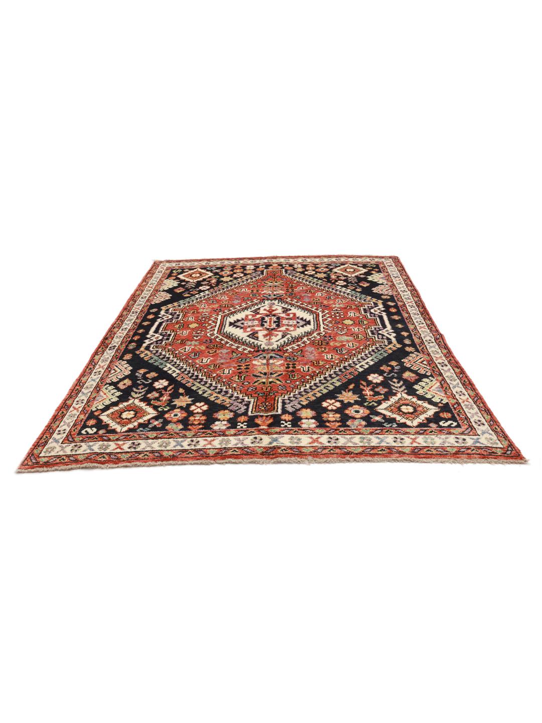 Hand-knotted Afghan Kazak rug in dark-red and black tones with geometric patterns