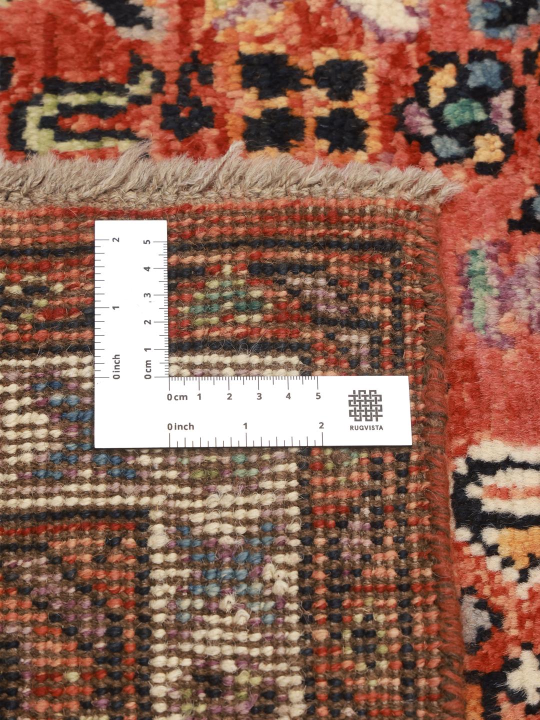 Hand-knotted Afghan Kazak rug in dark-red and black tones with geometric patterns