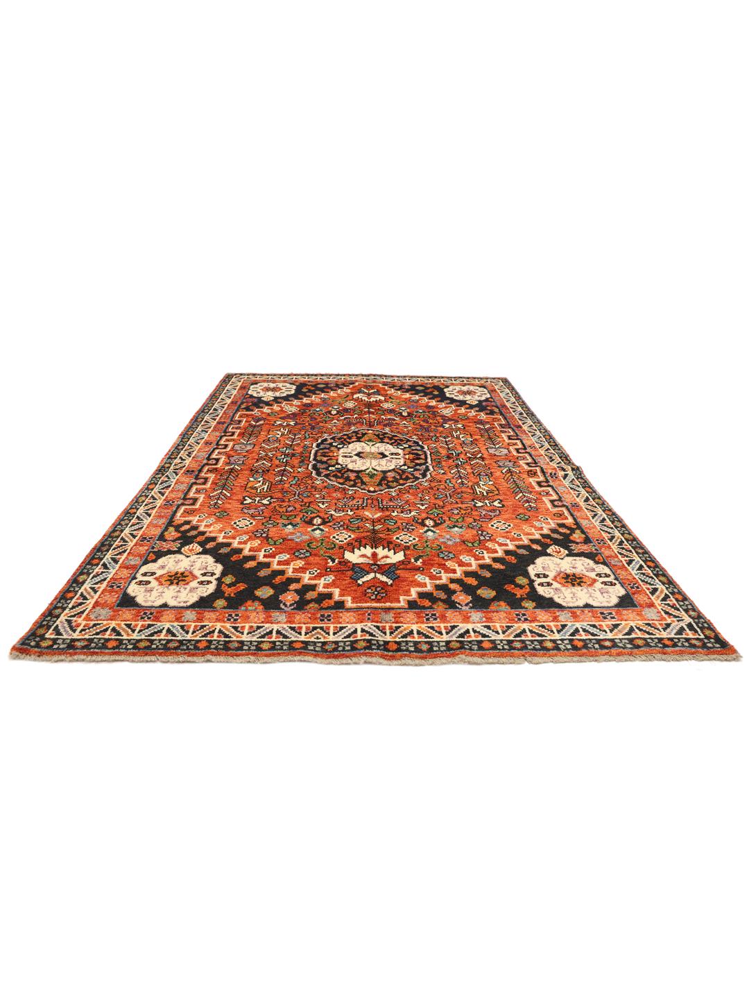 Hand-knotted Kazak rug from Afghanistan with vibrant multicolor geometric patterns