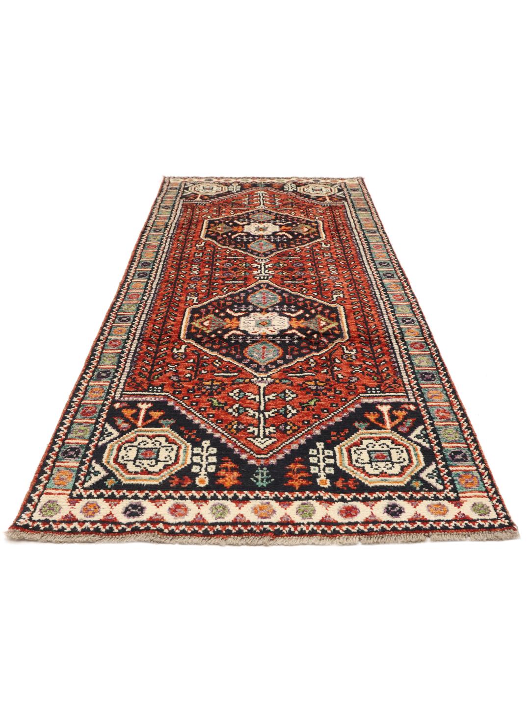 Handgeknüpfter afghanischer Läufer in Dunkelrot und Dunkelblau mit geometrischen Motiven