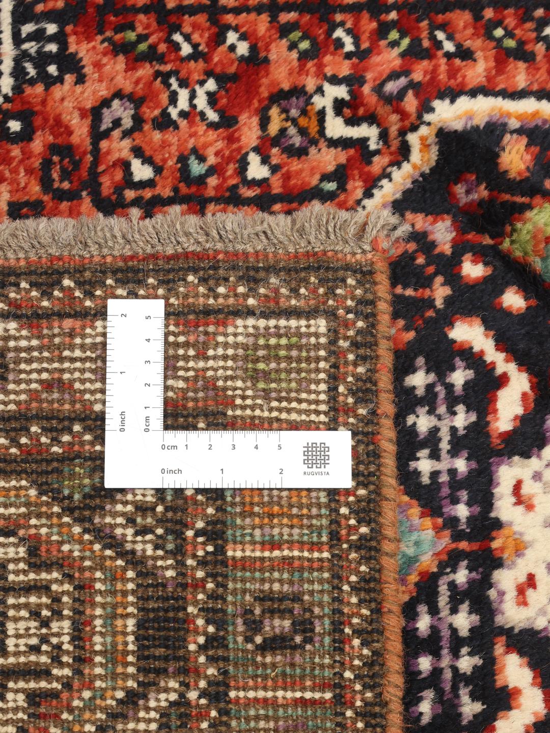 Handgeknüpfter afghanischer Läufer in Dunkelrot und Dunkelblau mit geometrischen Motiven