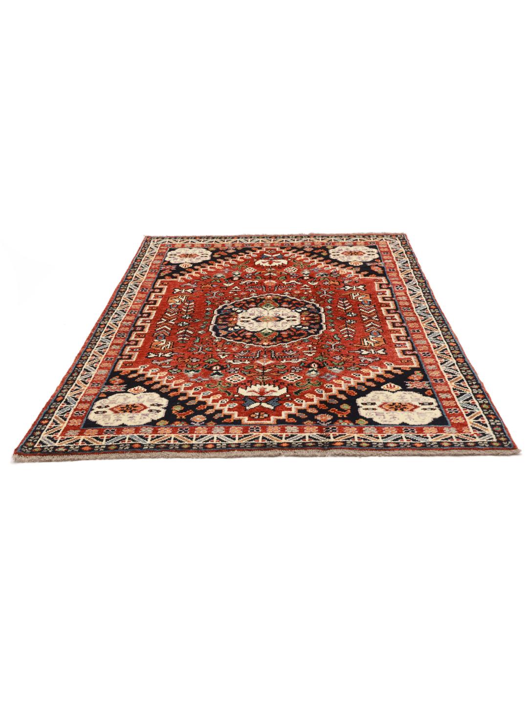 Hand-knotted Afghan Kazak rug in red and multicolour tones