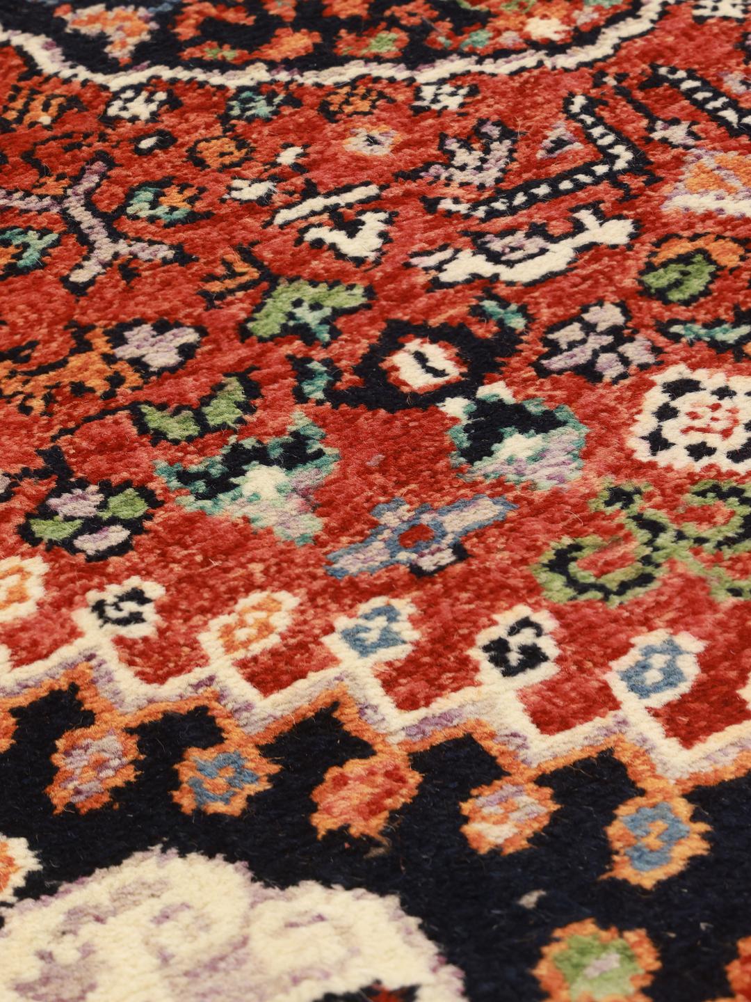 Hand-knotted Afghan Kazak rug in red and multicolour tones