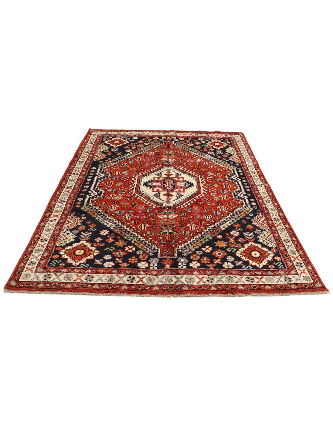 Kazak Teppich aus Afghanistan in Dunkelblau und Rottönen