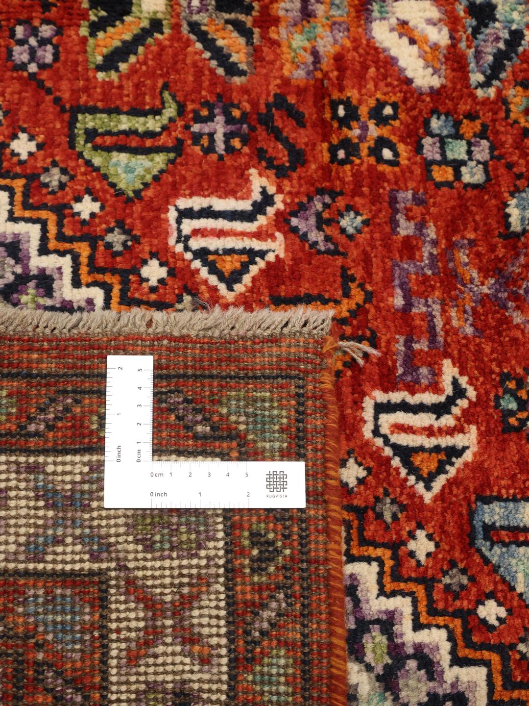 Kazak Teppich aus Afghanistan in Dunkelblau und Rottönen