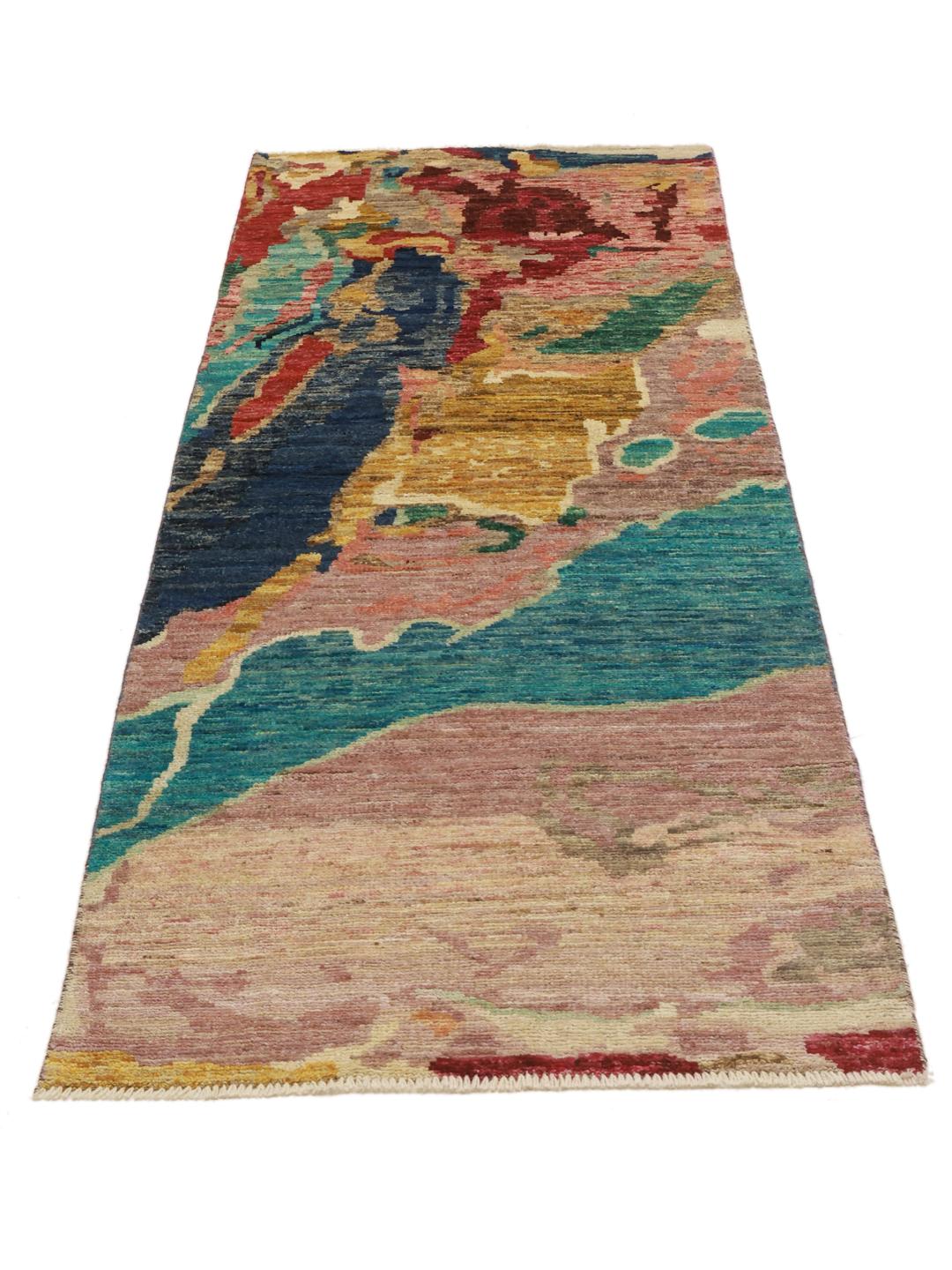 Handgeknoopte multicolor loper uit Afghanistan