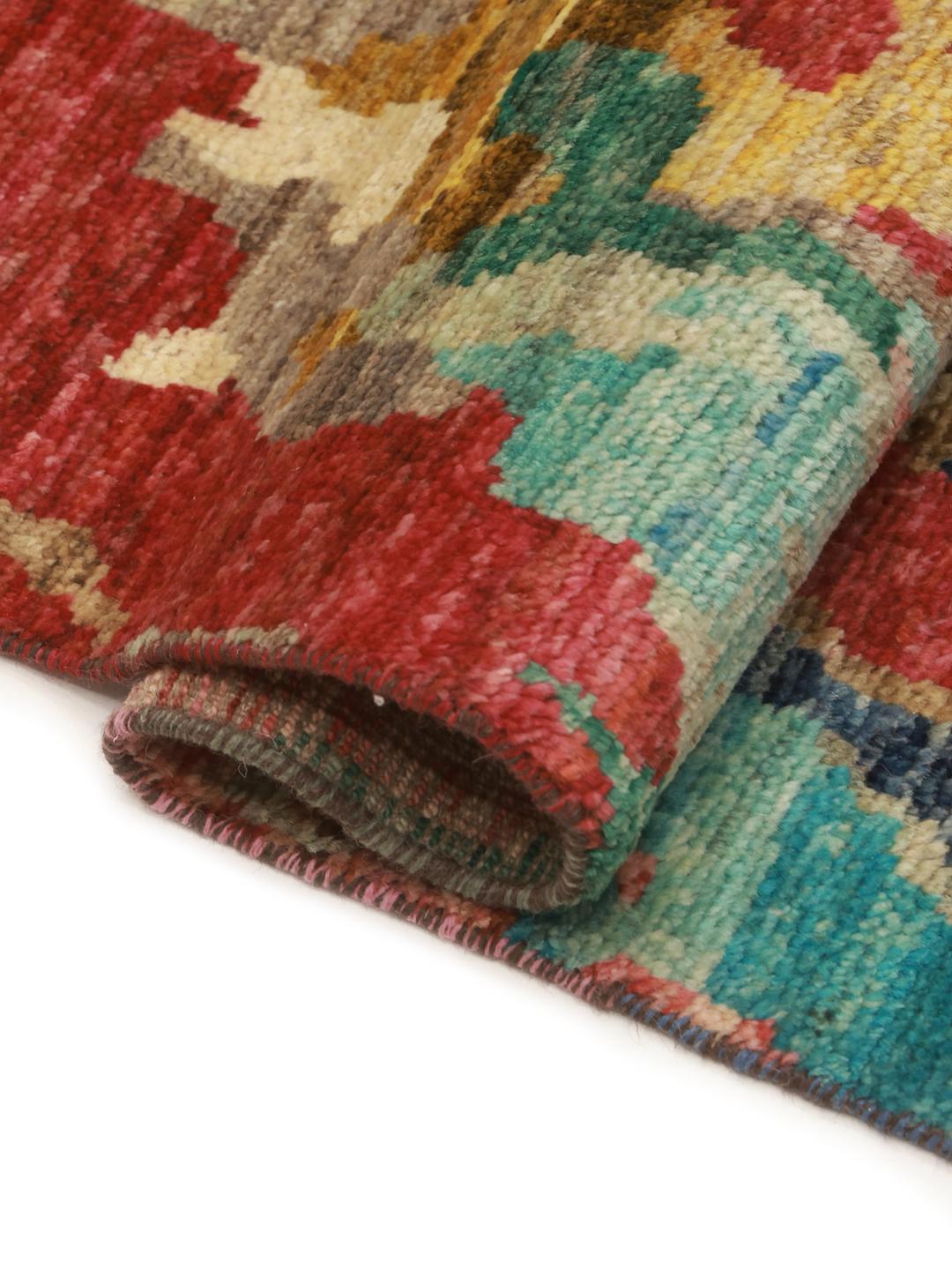 Handgeknoopte multicolor loper uit Afghanistan