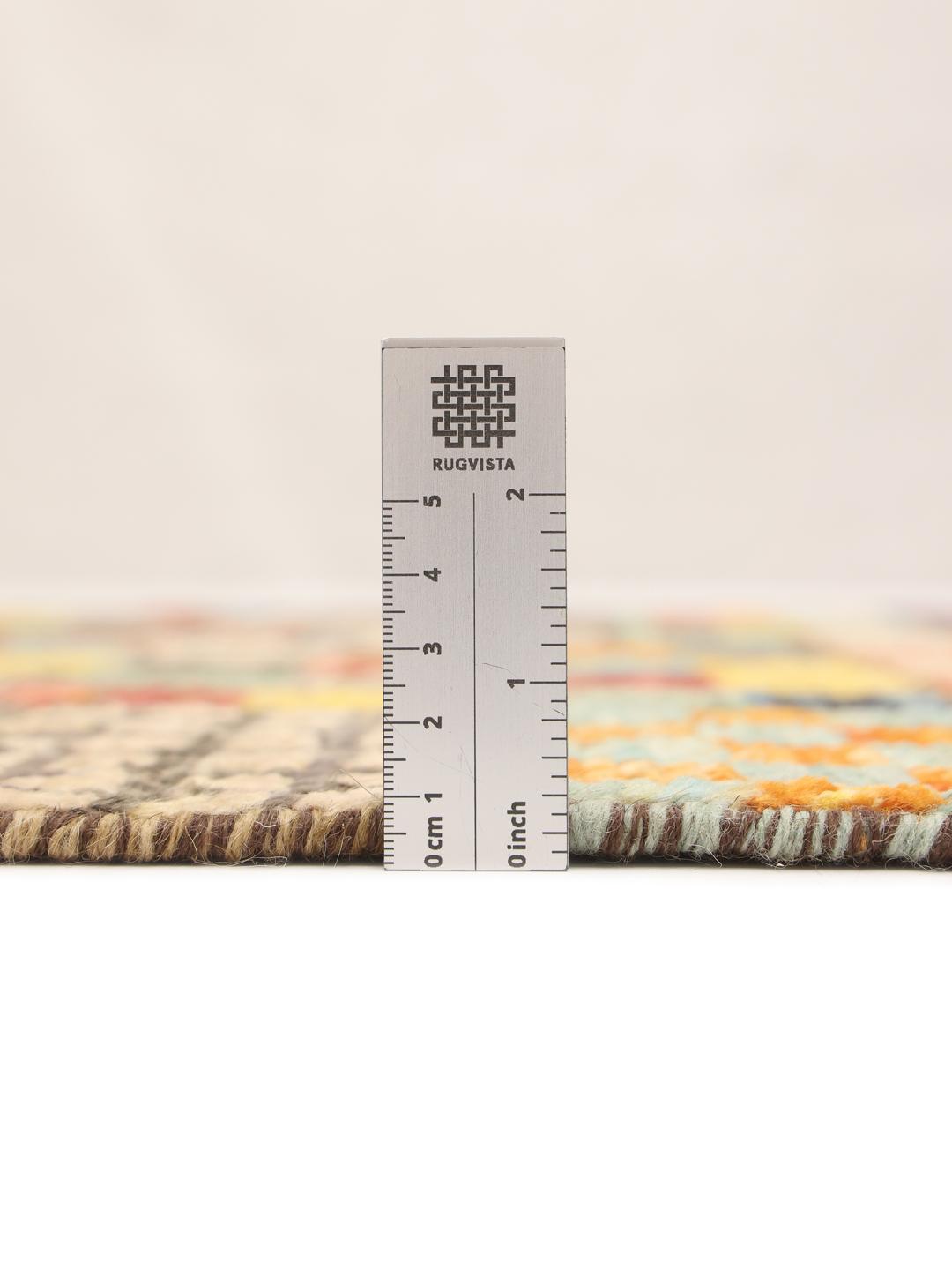 Tapis long coloré noué à la main provenant d'Afghanistan avec un design patchwork géométrique