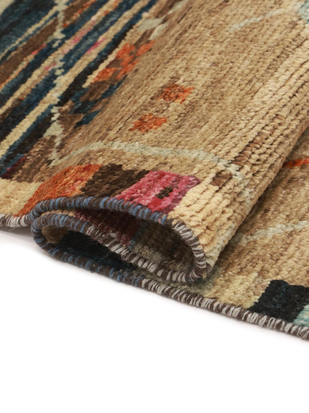 Berber Colourful løber fra Afghanistan med blå og brune geometriske mønstre