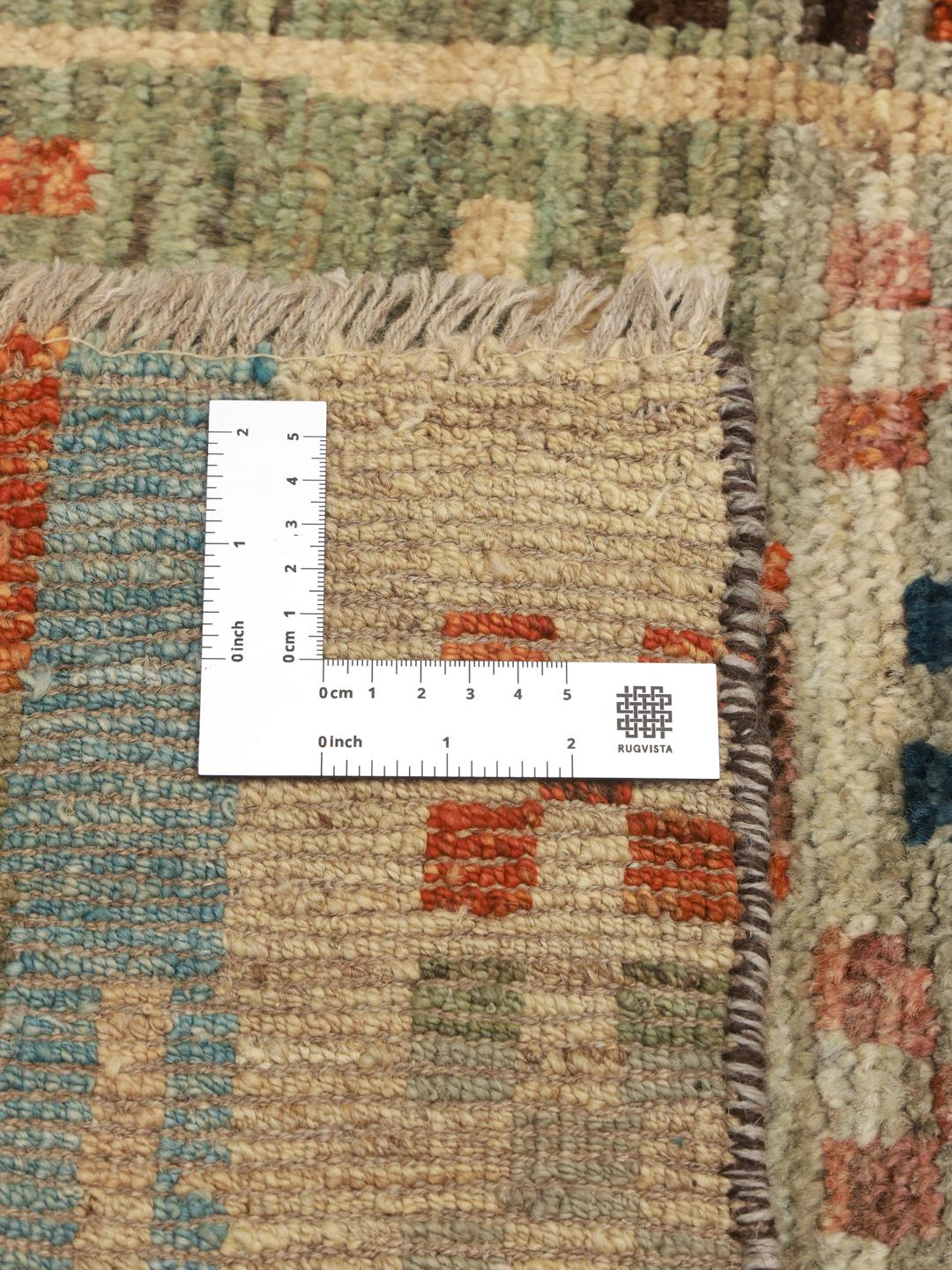 Berber Colourful løber fra Afghanistan med blå og brune geometriske mønstre