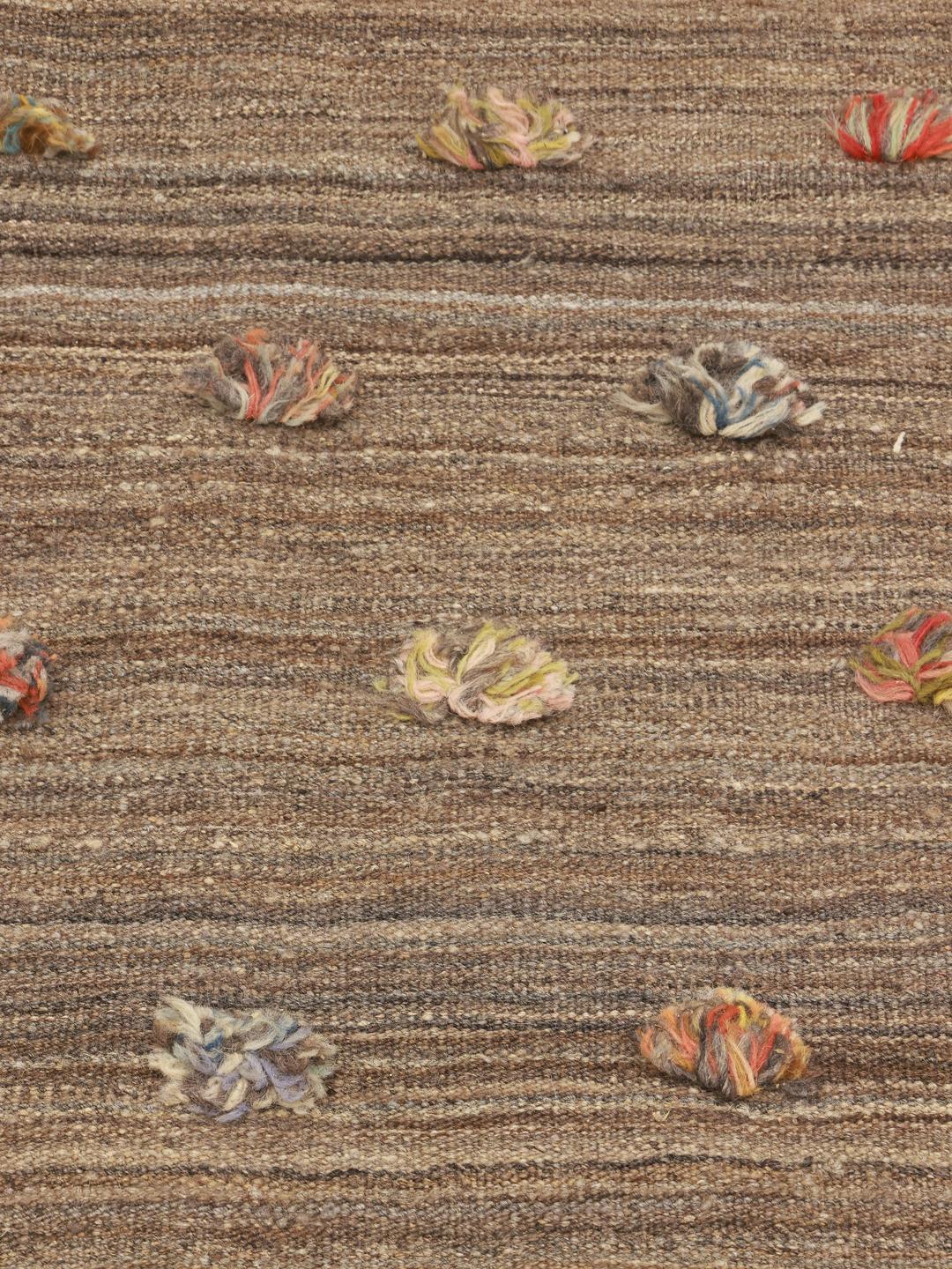 Handgeweven Afghaanse bruine loper met decoratieve accenten