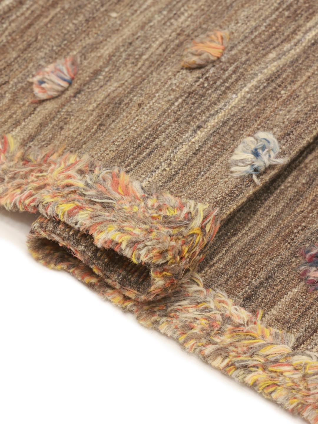 Handgeweven Afghaanse bruine loper met decoratieve accenten